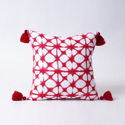 Red and White Tie Dye Prism Pillow Cover – 16×16 Inches