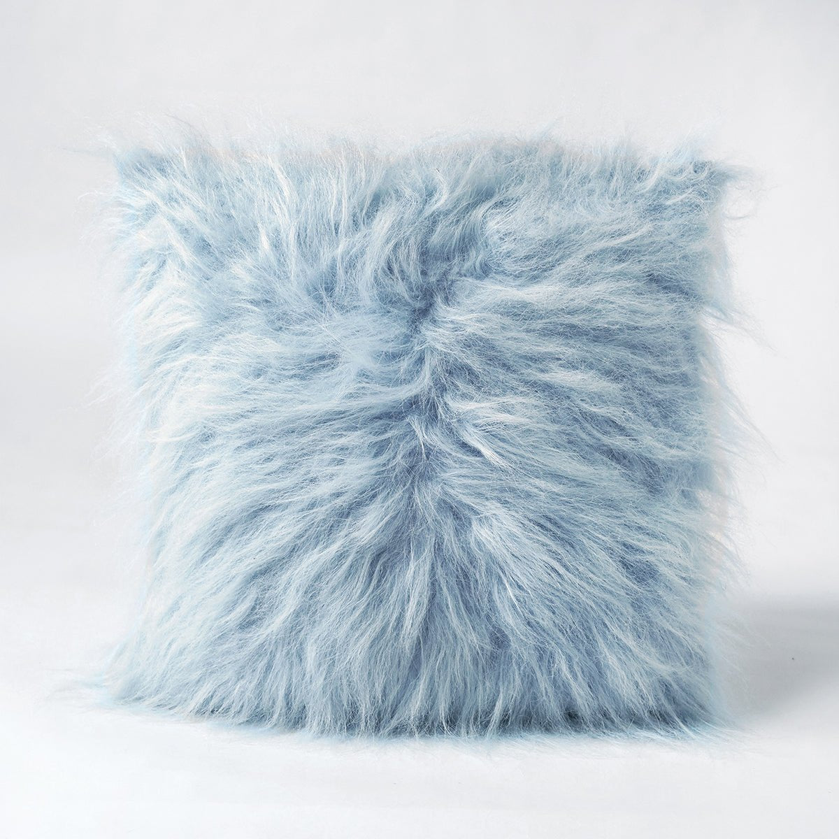 Blue Faux Fur Throw Pillow Cover – Plush Cushion Protector
