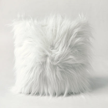 Plush White Faux Fur Pillow Cover – Luxurious Softness, Multiple Sizes