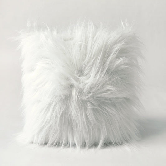Plush White Faux Fur Pillow Cover – Luxurious Softness, Multiple Sizes