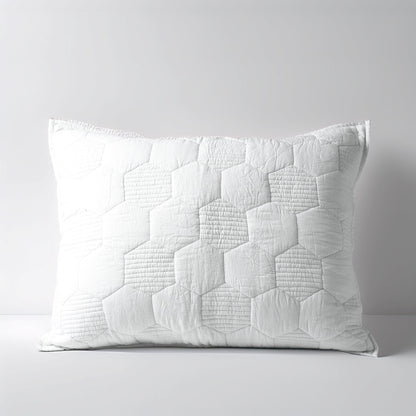 Shwet White Hexagon Quilted Pillow Cases | 100% Cotton | Multiple Sizes