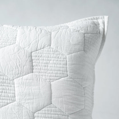 Shwet White Hexagon Quilted Pillow Cases | 100% Cotton | Multiple Sizes