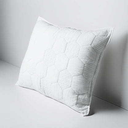 Shwet White Hexagon Quilted Pillow Cases | 100% Cotton | Multiple Sizes