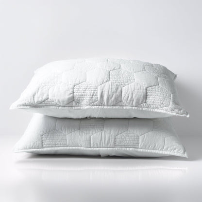 White Hexagon Quilted Pillowcase Set – 100% Cotton, Multiple Sizes