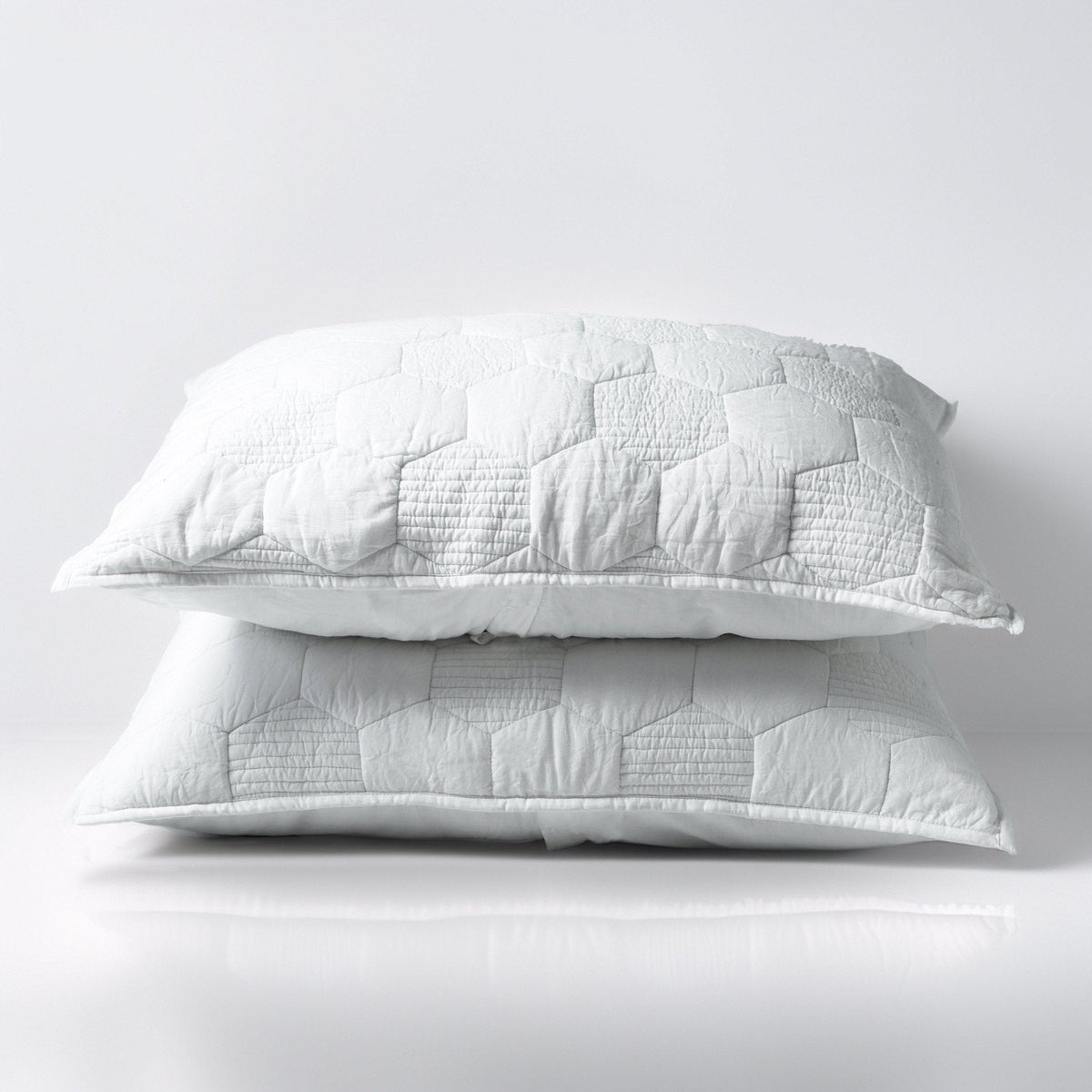 Shwet White Hexagon Quilted Pillow Cases | 100% Cotton | Multiple Sizes