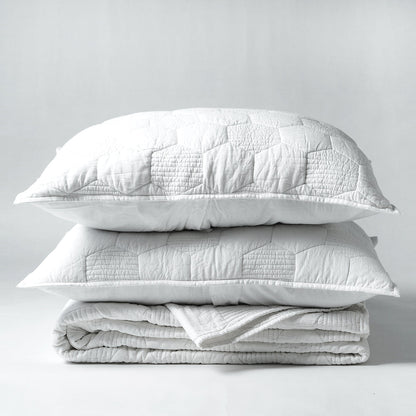 SHWET White Hexagon Quilted Bed Set 100% Cotton