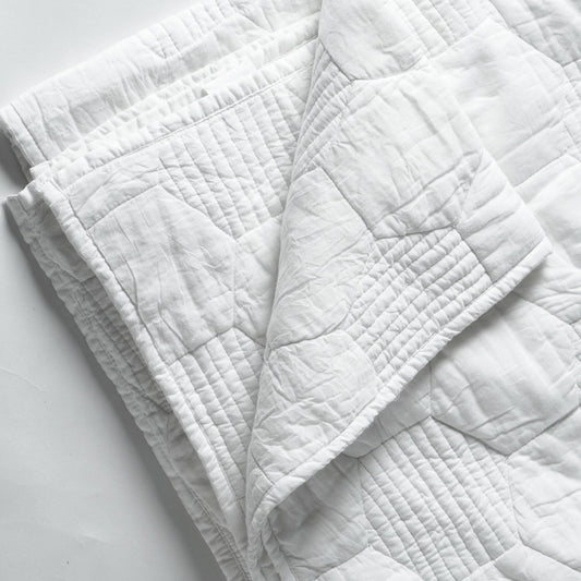 White Hexagon Quilted Cotton Bedspread – Premium Soft Luxury