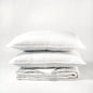 Shwet White 300TC Cotton Satin Quilt Bed Set | Stripe Quilting | Luxury Handmade