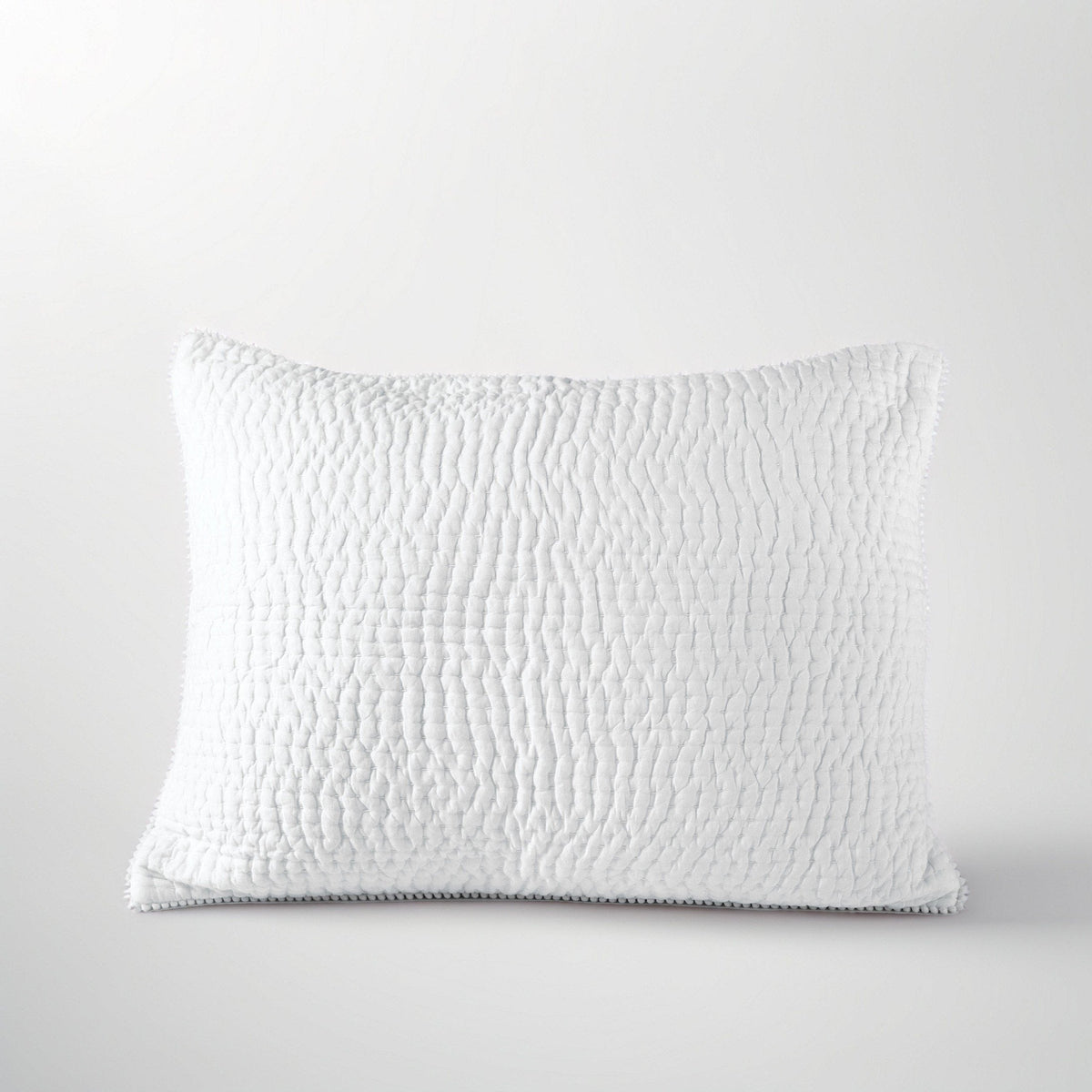 Shwet White Kantha Stripe Quilted Pillow Cases | 100% Cotton | Multiple Sizes