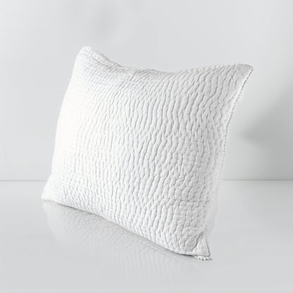 Shwet White Kantha Stripe Quilted Pillow Cases | 100% Cotton | Multiple Sizes