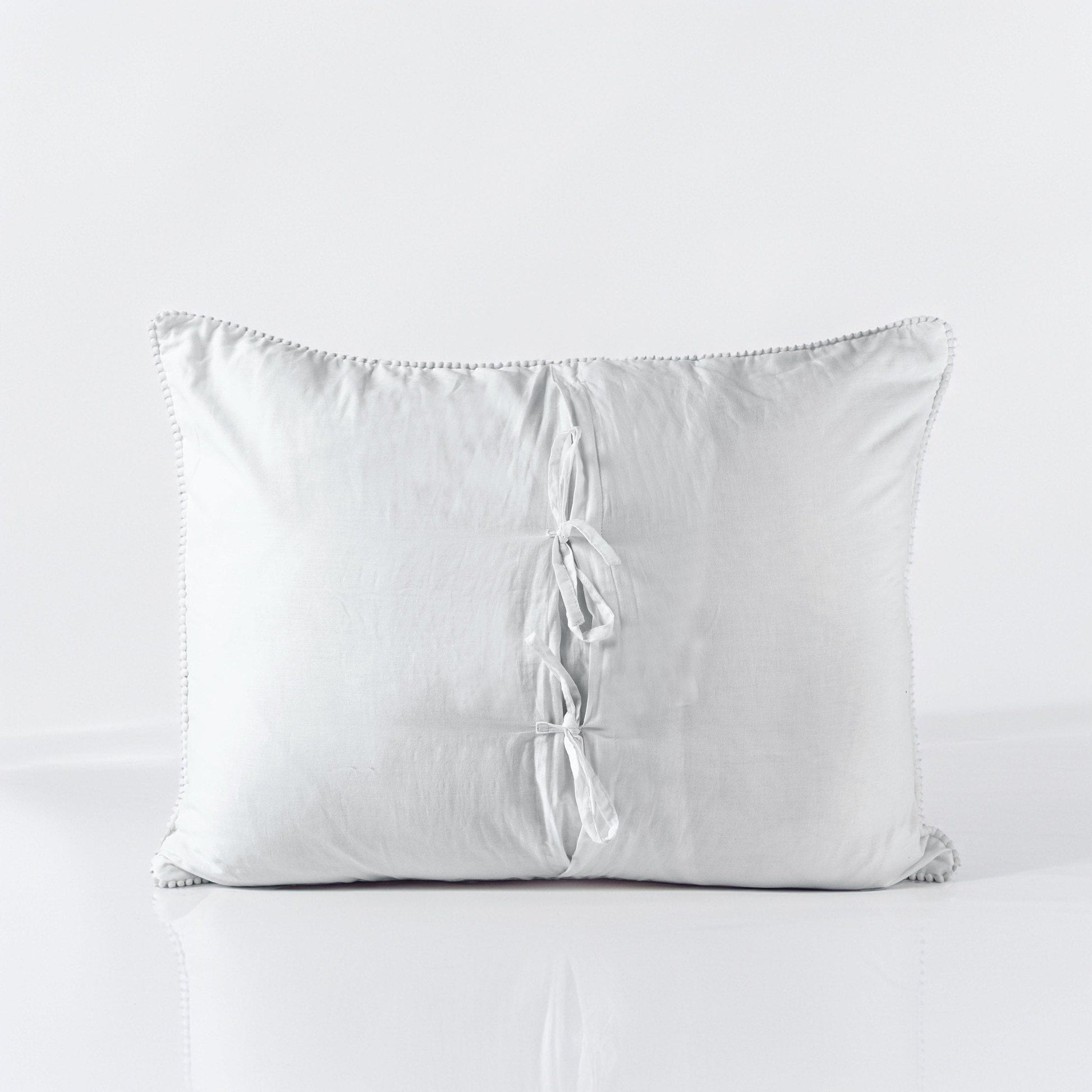 White Kantha Quilted Pillow Covers Stripe Cotton Set