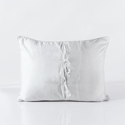 White Kantha Quilted Pillow Covers Stripe Cotton Set