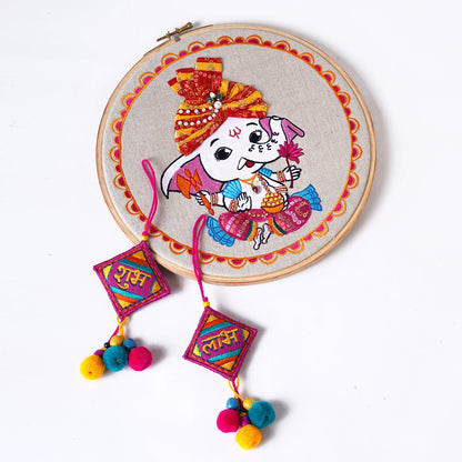 Diwali Gift Pack – Ganesha Hoop Wall Art with Shubh Labh Tassels