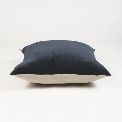 Blue Grey Velvet Linen Reversible Pillow Cover Autumn Elegance