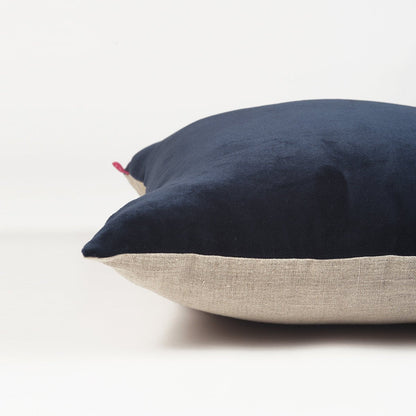 Blue-Grey Velvet & Linen Reversible Cushion Cover | Autumn Tones | 3 Sizes