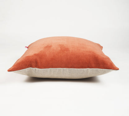Rust Velvet & Linen Reversible Cushion Cover – 3 Sizes