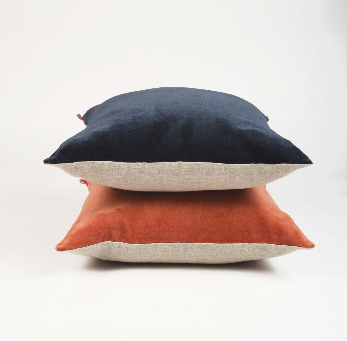 Rust Velvet & Linen Reversible Cushion Cover – 3 Sizes
