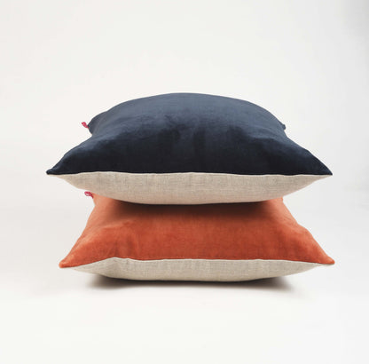 Rust Velvet & Linen Reversible Cushion Cover – 3 Sizes