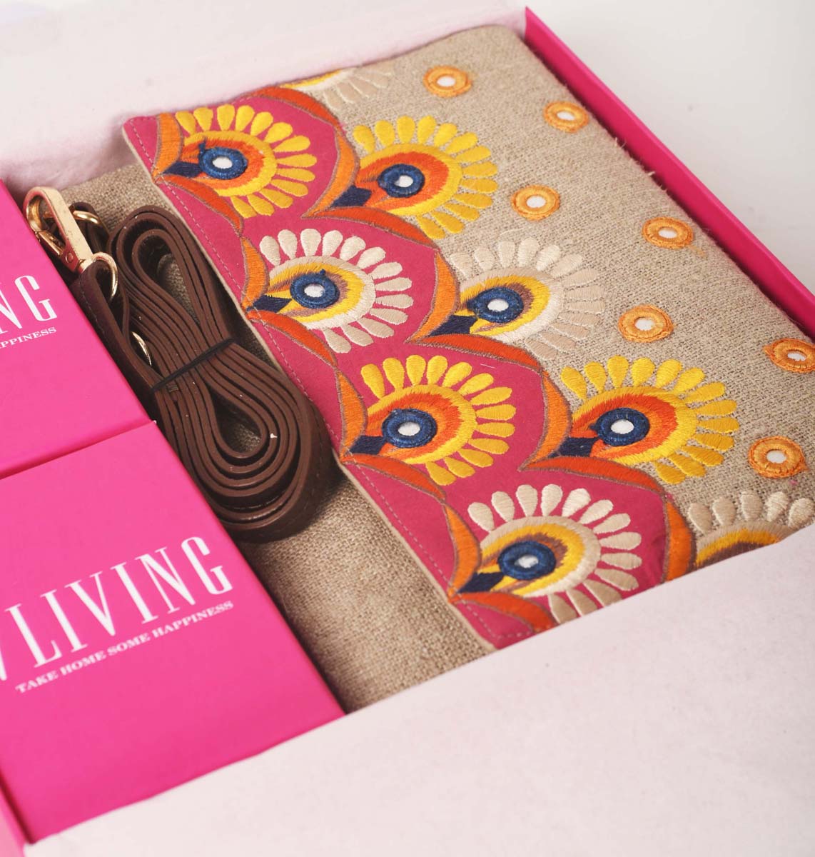 3-Piece Gift Set – Kutch Embroidery Sling Bag, Coin Pouch & Camel Keyring