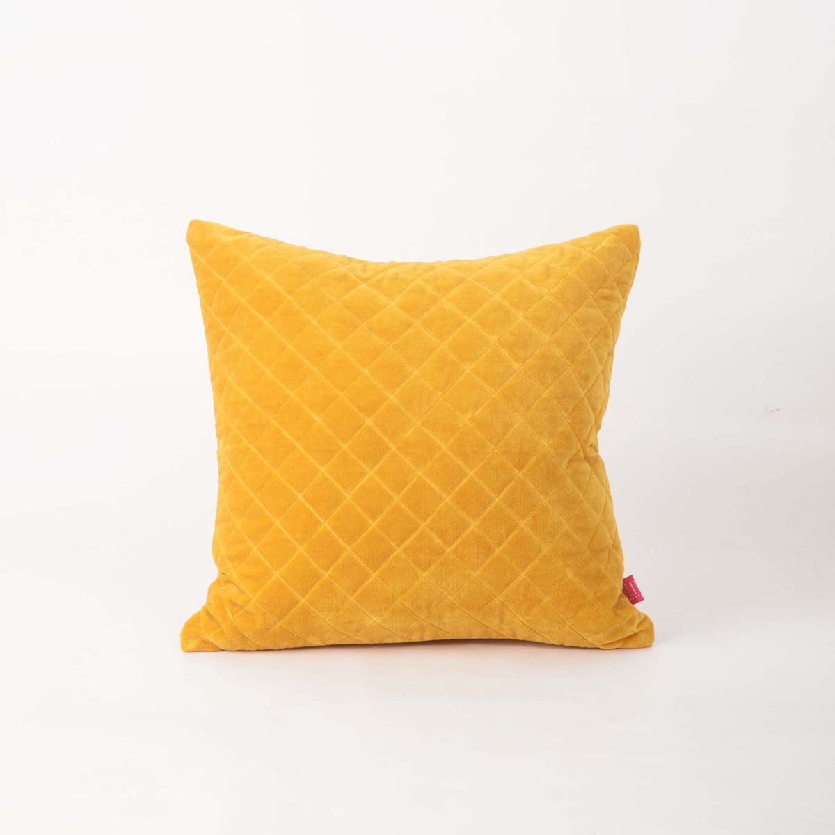 Yellow Quilted Velvet Pillow Cover – Solid Colour Throw Pillow