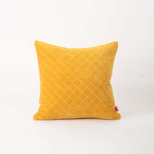 Yellow Quilted Velvet Pillow Cover – Solid Colour Throw Pillow
