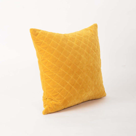 Yellow Quilted Velvet Pillow Cover – Solid Colour Throw Pillow