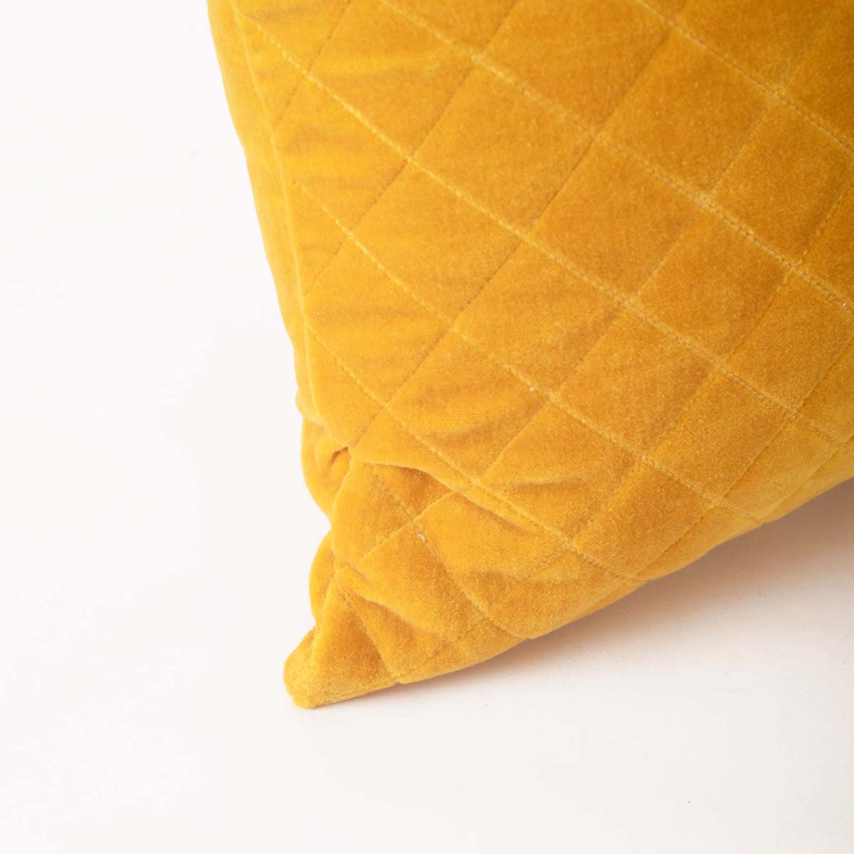 Yellow Quilted Velvet Pillow Cover – Solid Colour Throw Pillow