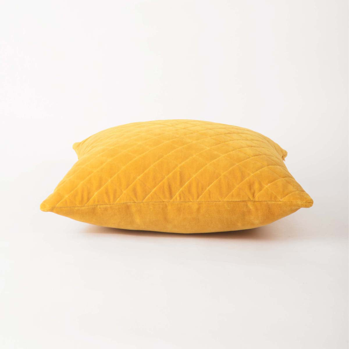 Yellow Quilted Velvet Pillow Cover – Solid Colour Throw Pillow