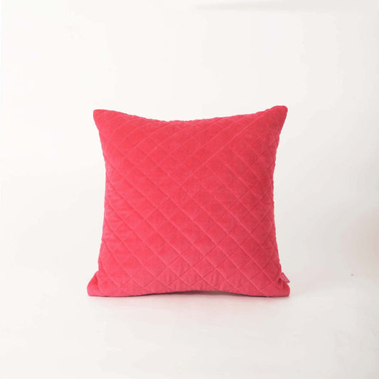 Hot Pink Quilted Velvet Pillow Cover Soft Solid Throw Pillow