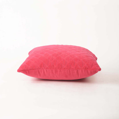 Hot Pink Quilted Velvet Pillow Cover Soft Solid Throw Pillow