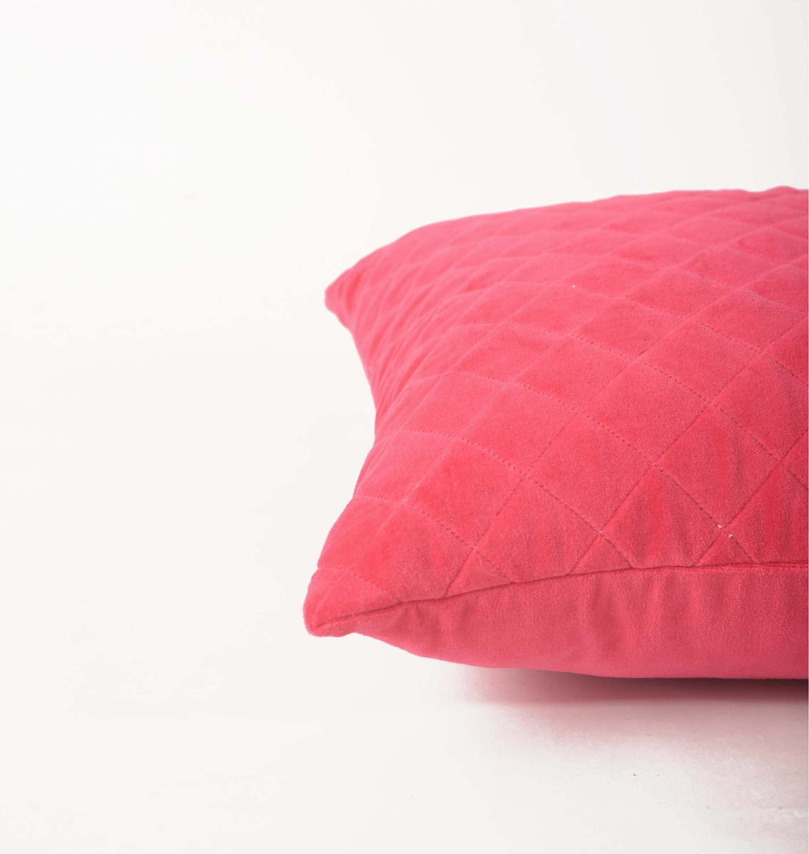 Hot Pink Quilted Velvet Pillow Cover Soft Solid Throw Pillow
