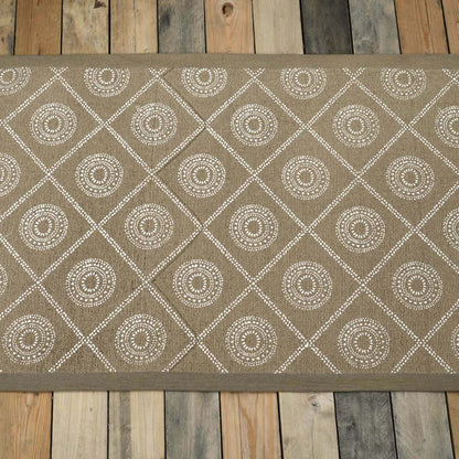 Beige Hamong Diamond Print Tribal Cotton Rug | Handmade in India