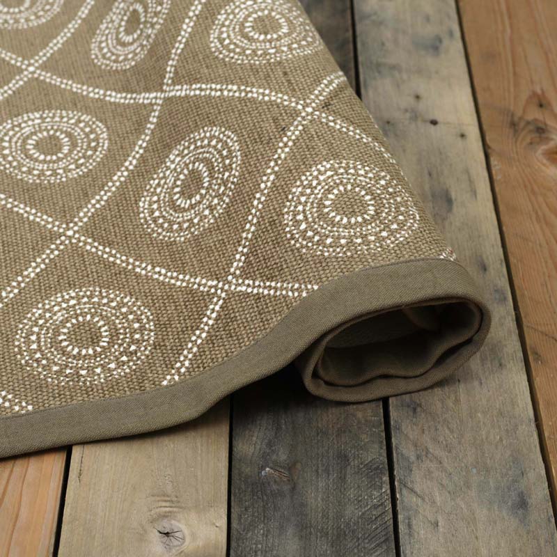 Beige Hamong Diamond Print Tribal Cotton Rug | Handmade in India