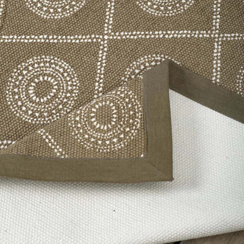 Beige Geometric Cotton Rug – Handcrafted Tribal Pattern