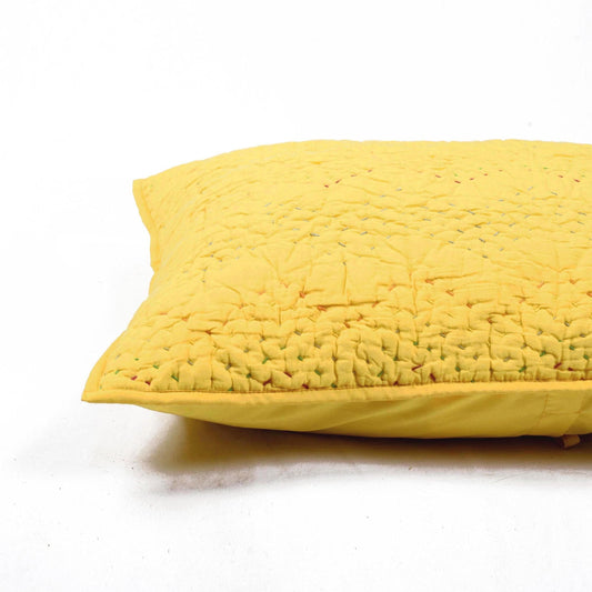 Yellow Kantha Quilted Pillow Cases | Chevron Pattern | Handmade | Multiple Sizes