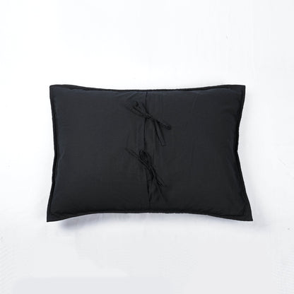 Elegant Black Kantha Quilted Bed Set with Chevron Pattern