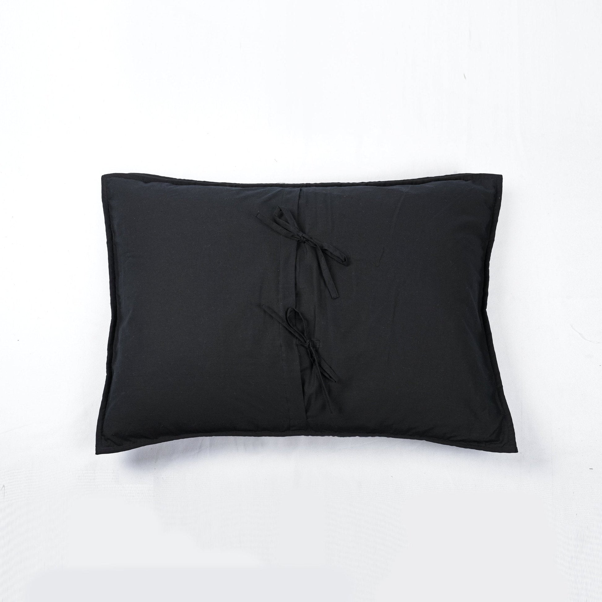 Black Kantha Chevron Quilted Pillow Sham Set – Premium Cotton