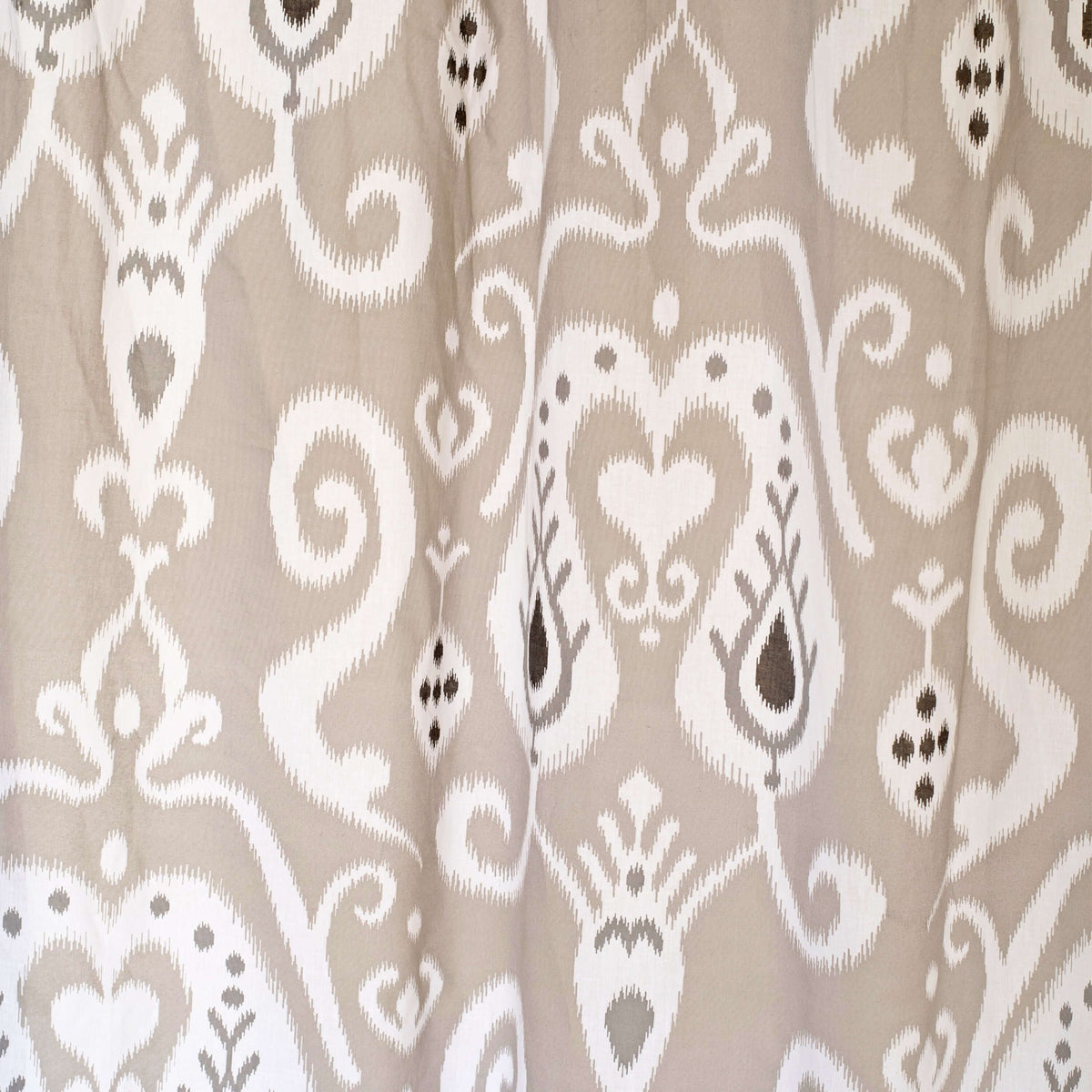 Grey Ikat Sheer Curtain Panel | Block Print Cotton Voile | 2 Sizes | 4 Hanging Styles