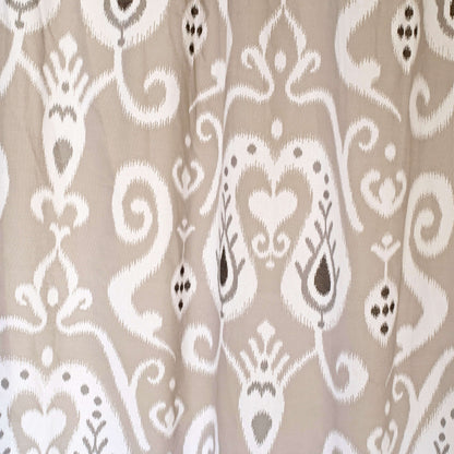 Grey Ikat Sheer Curtain Panel | Block Print Cotton Voile | 2 Sizes | 4 Hanging Styles