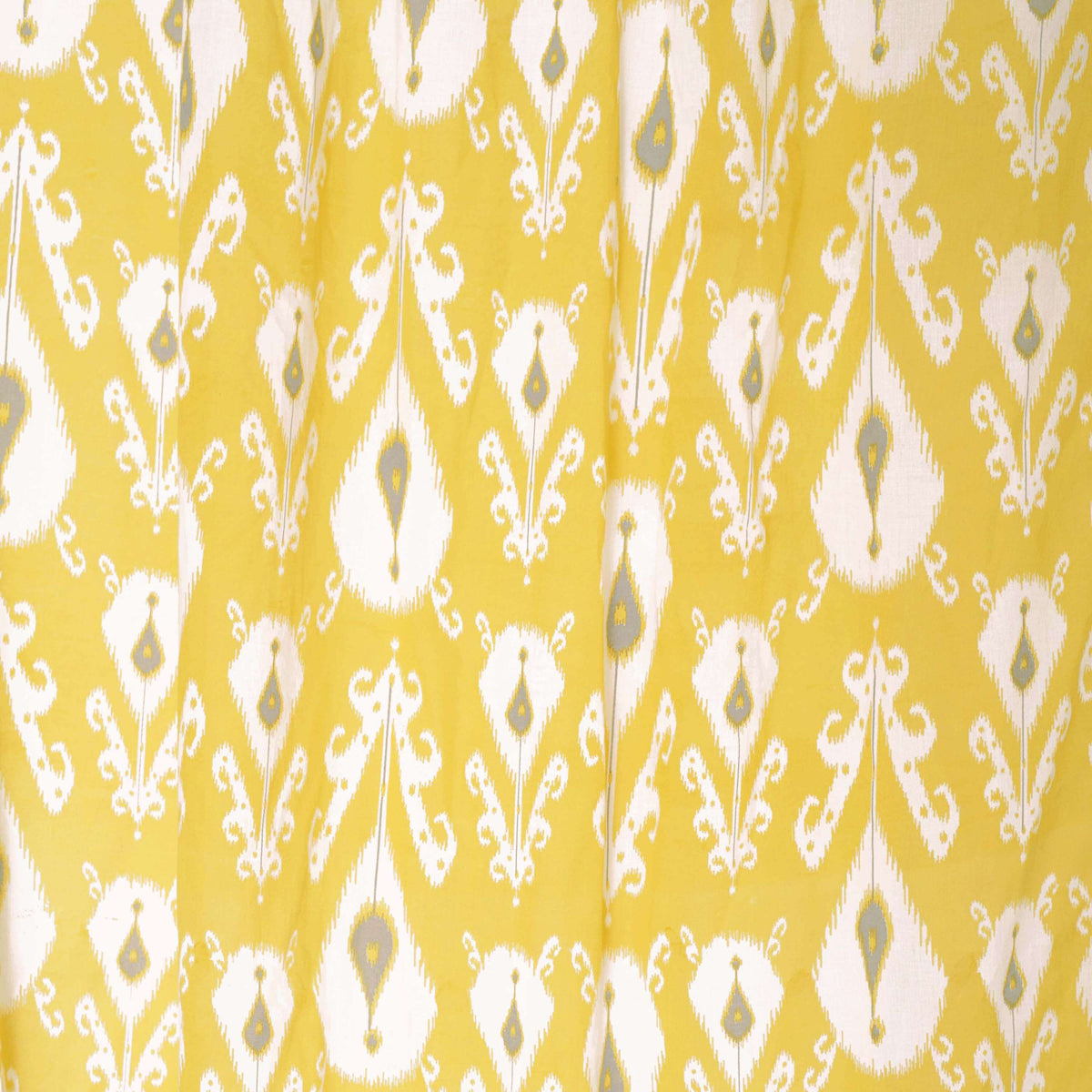Yellow Ikat Sheer Curtain Panel | Block Print Cotton Voile | 2 Sizes | 4 Hanging Styles