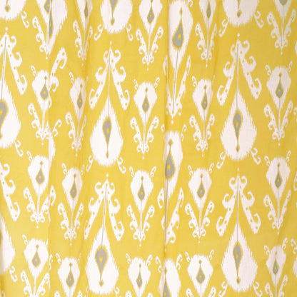 Yellow Ikat Sheer Curtain Panel | Block Print Cotton Voile | 2 Sizes | 4 Hanging Styles