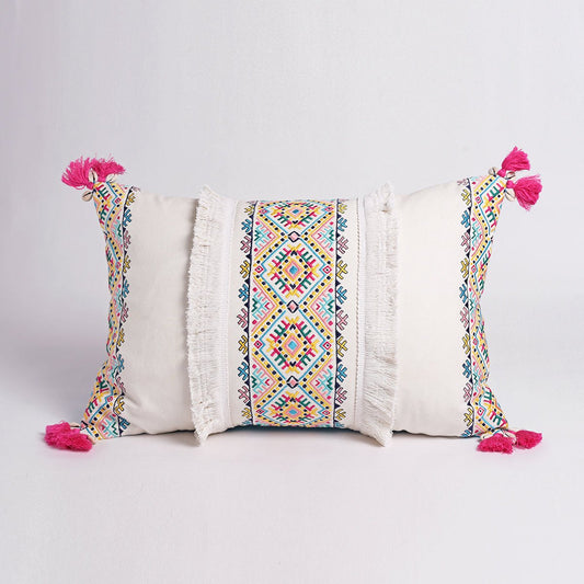 Multicolored Peruvian Embroidered Cushion Cover – Handmade Boho Home Décor