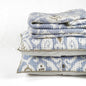 Blue Ikat Print Quilted Bed Set | Stripe Pattern Quilting | Twin, Queen & King