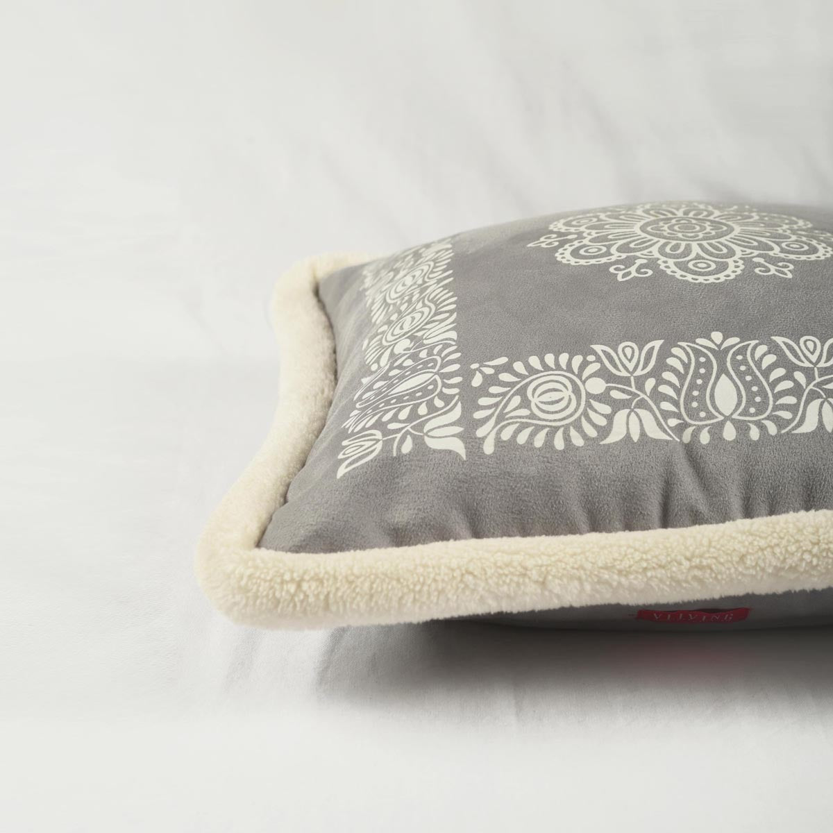Svenska Grey Nordic Faux Suede Printed Cushion Cover - Scandinavian Home Decor Pillow
