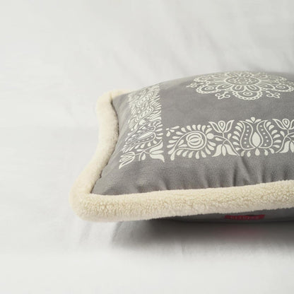 Svenska Grey Nordic Faux Suede Printed Cushion Cover - Scandinavian Home Decor Pillow