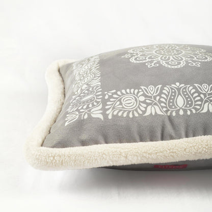 Svenska - Grey Engineered Print Cushion Cover | Faux Suede | Nordic Style