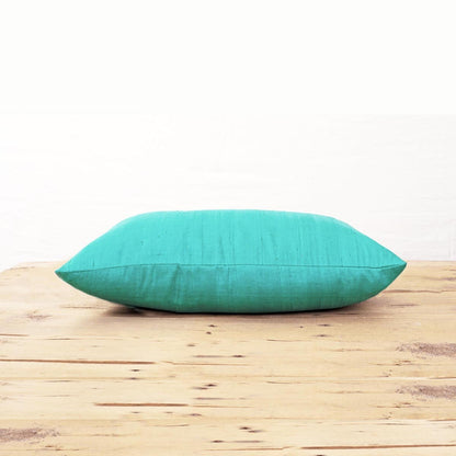 Turquoise Pure Silk Dupioni Pillow Cover – Reversible Luxury
