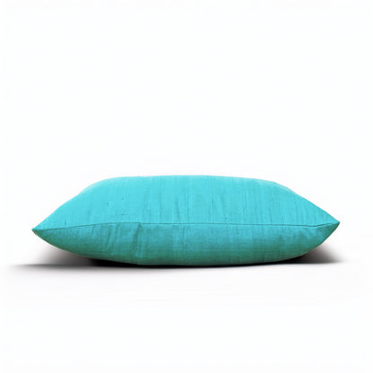 Turquoise Pure Dupioni Silk Cushion Cover | Reversible | Concealed Zip | 3 Sizes