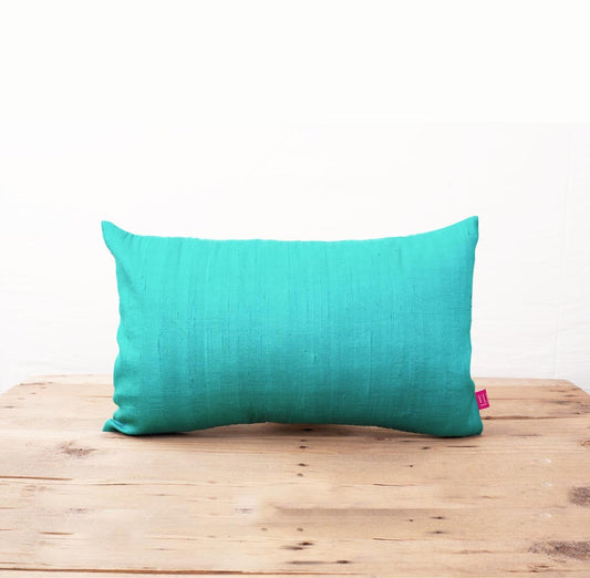 Turquoise Pure Silk Dupioni Pillow Cover – Reversible Luxury