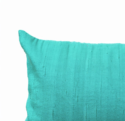 Turquoise Pure Dupioni Silk Pillow Cover – Vibrant Reversible Luxury